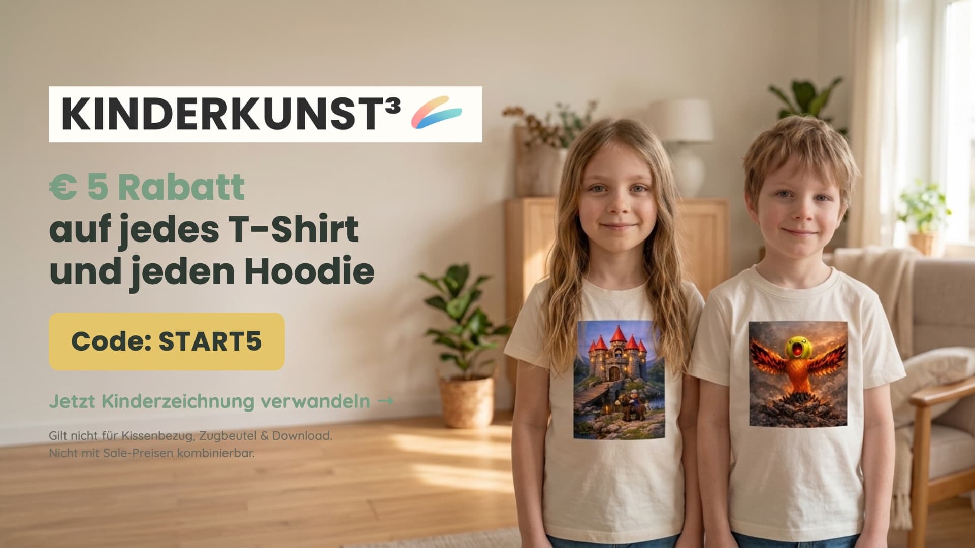 € 5 Rabatt auf jedes T-Shirt und jeden Hoodie mit dem Code START5