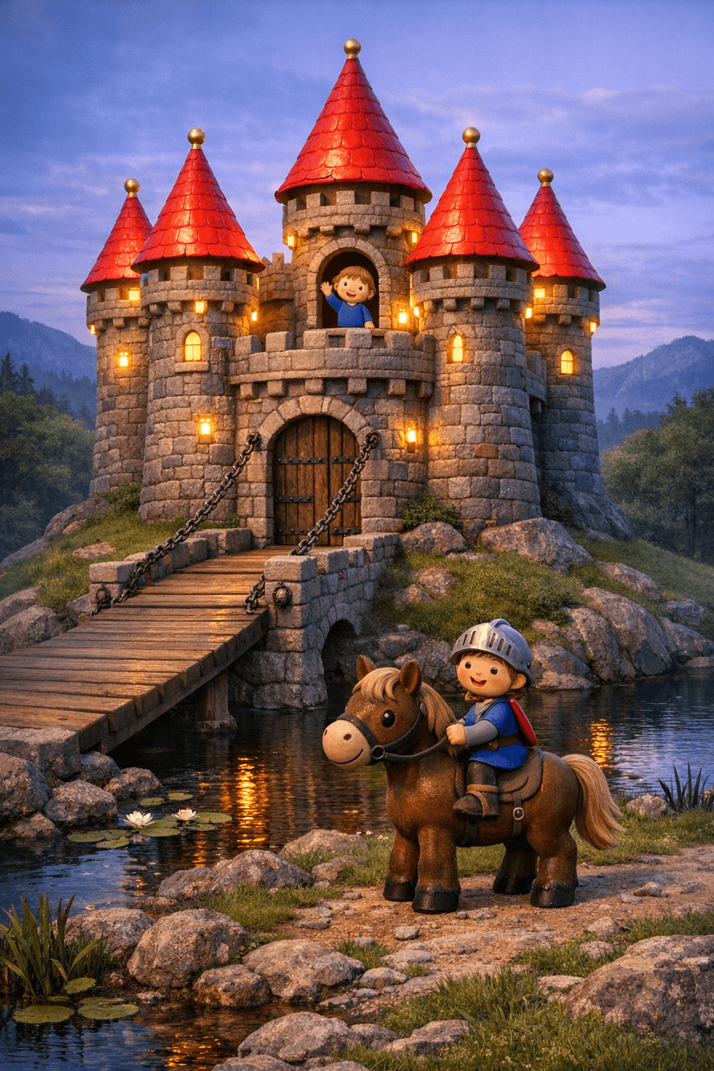 Fotorealistischer KinderKunst-Stil mit Märchenschloss