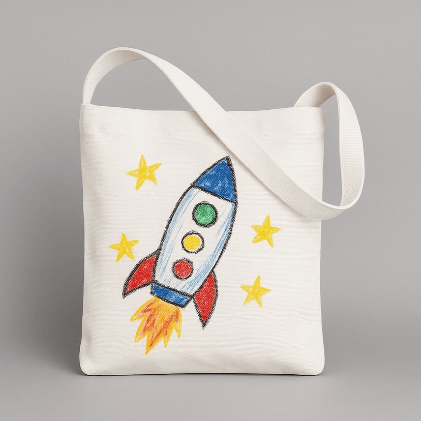 Tasche mit Raketenmotiv